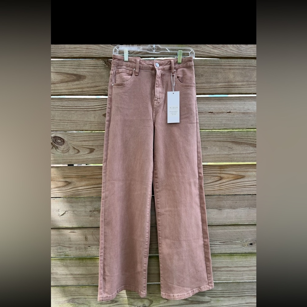 Wide Leg Jeans in Dusty Rose - Women's Flare & Wide Leg